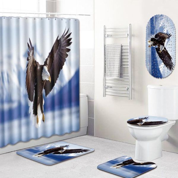 

eagle shower curtain bathroom mat five-piece toilet carpet set bath mats rugs