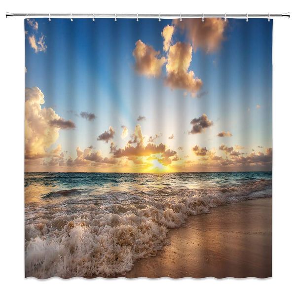 

ocean shower curtain the natural scenery of the waves on the beach home polyester cloth fabric bathroom decor set 70Ã70 inch