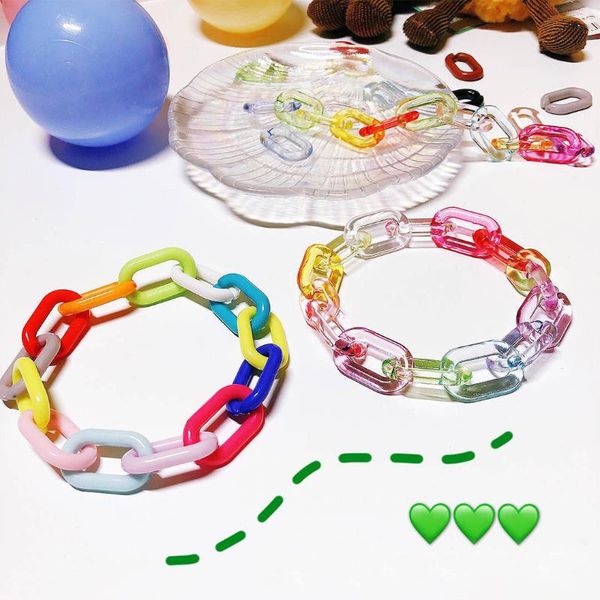 

link, chain acryic bracelet for women colorful acrylic hoop ladies jewellery, Black