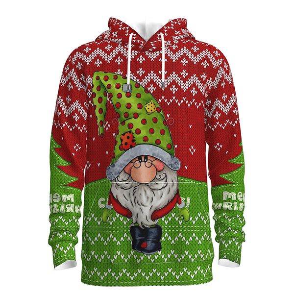 

Christmas Santa Embroidered Hoodie Visual Impact Party Top Punk Gothic Round Neck High Quality Sweater Hoodie, Black