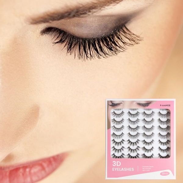 

false eyelashes maange 20 pairs 3d natural dramatic fluffy soft wispy volume cross eyelash makeup ong lasting mink