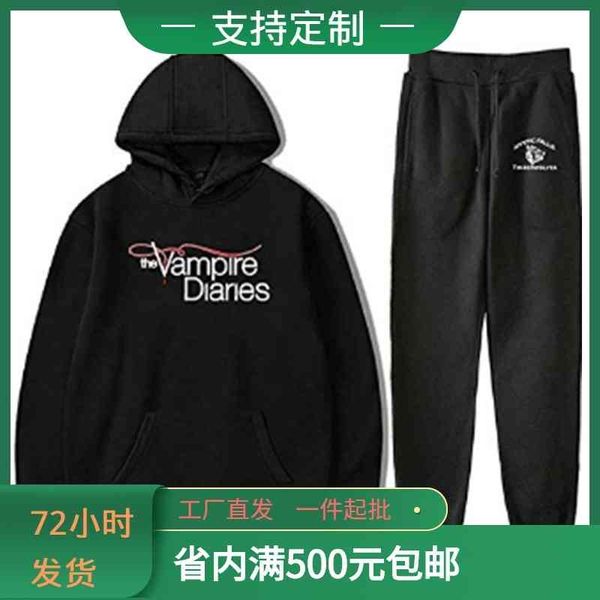 

the vampire diaries hoodies hoodie leggings set, Black