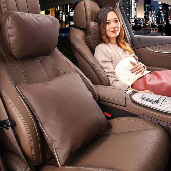 

jinserta microfiber leather car headrest auto seat air conditioning quilt wasit pillow neck rest support cushions