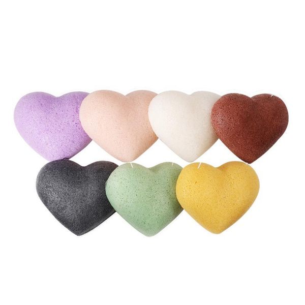 

heart-shaped shell-shape round natural konjac cosmetic puff facial deep cleansing sponge massage the skin makeup tool beauty sponges, applic