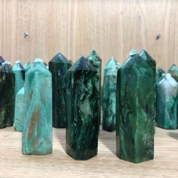 

decorative objects & figurines natural brazil kmaite point healing crystal stone tower carving euchlorite mineral obelisk ornament for home