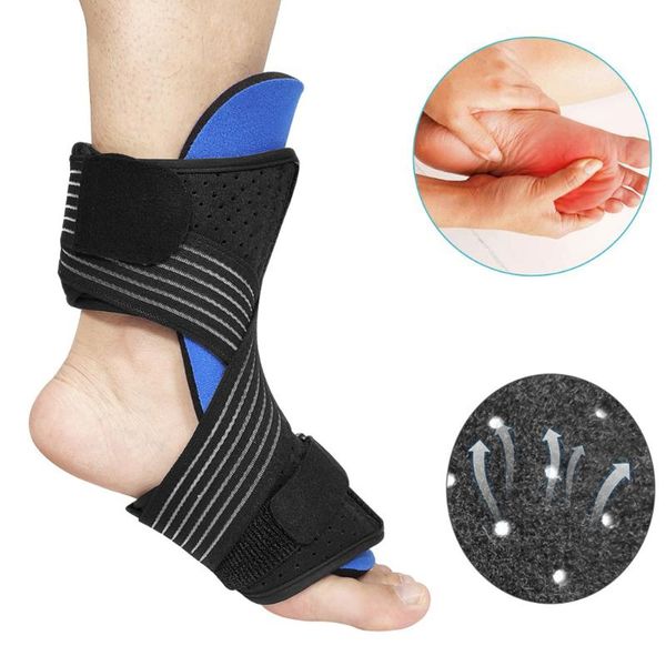 

adjustable protective night splint sprain sport drop foot dorsal plantar fasciitis ankle brace fixed support orthosis stabilizer, Blue;black