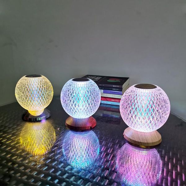 

table lamps creative crystal ball rechargeable lamp living room bedroom moon ambient led night light bedside tri-colour