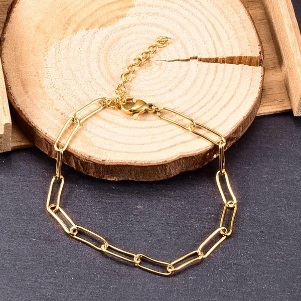 

link, chain fashion punk stainless steel bracelet for women&men gold color bangles jewelry on hand accessories gift, Black