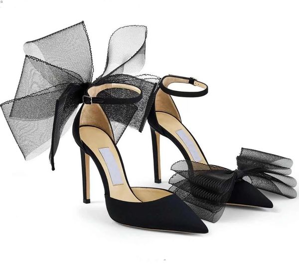 

exquisite aveline women sandals mesh bo ws stiletto heel ankle strap birdals party dress elegant lady pumps black white red eu3546002670