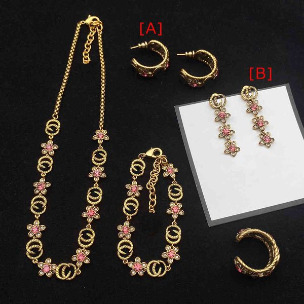 

brand earrings fashion letter charm hoop arrow earrings necklace bracelet ring for lady women party wedding lovers gift, Golden