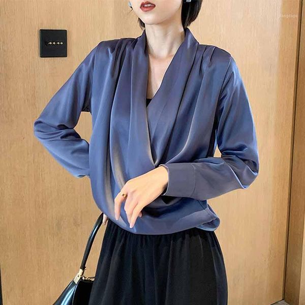 

women office lady and blouses v-neck long sleeve womens clothes plus size shirt streetwear blouse femme 2021 autumn women's & shir, White