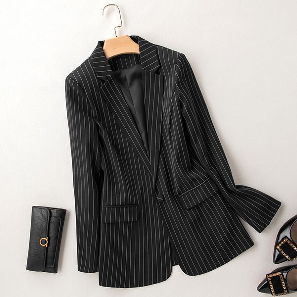 

women's suits & blazers plus size 7xl s coat business spring autumn stripe jackets slim long-sleeve blazer suit raox, White;black