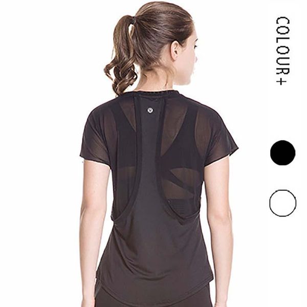 

yoga outfit 2021 ladies soft breathable sports fitness running net back short sleeve t-shirt