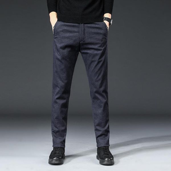 

men's pants 2021 autumn winter england work stretch men business fashion slim fit grey casual pant male brand trousers 38, Black