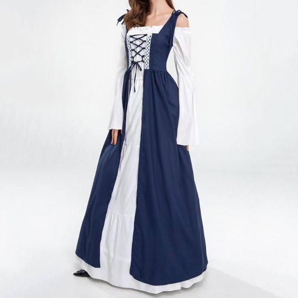 

casual dresses halloween dress maxi square neck royal vintage tight waist cosplay for party princess costumes vestidos, Black;gray