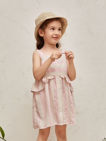 

toddler girls striped ruffle detail smock dress she, Red;yellow