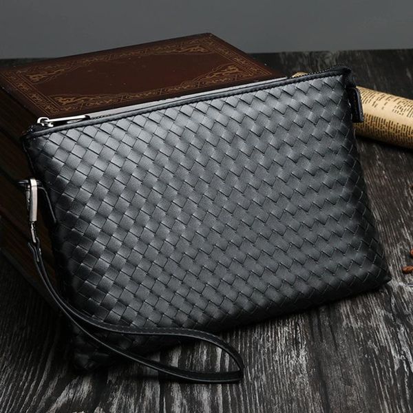 

wallets envelope bag men's soft leather clutch casual fashion trend hand large-capacity wallet men, Red;black
