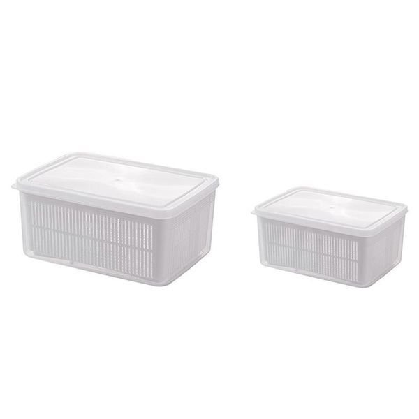 

storage bottles & jars double tier box household refrigerator fruit vegetable sealed crisper drain boxes