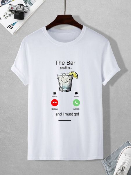 

men slogan & drink print tee b8rs#, White;black