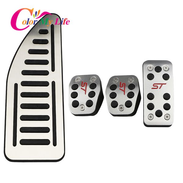 

color my life car gas fuel set brake s rest foot pedal covers for focus 2 3 4 mk2 mk3 mk4 rs st kuga escape