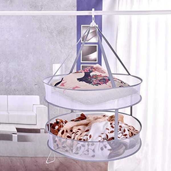 

2pcs foldable clothes drying net basket windproof socks sweater nets hanging clothing organize laundry storage & organization