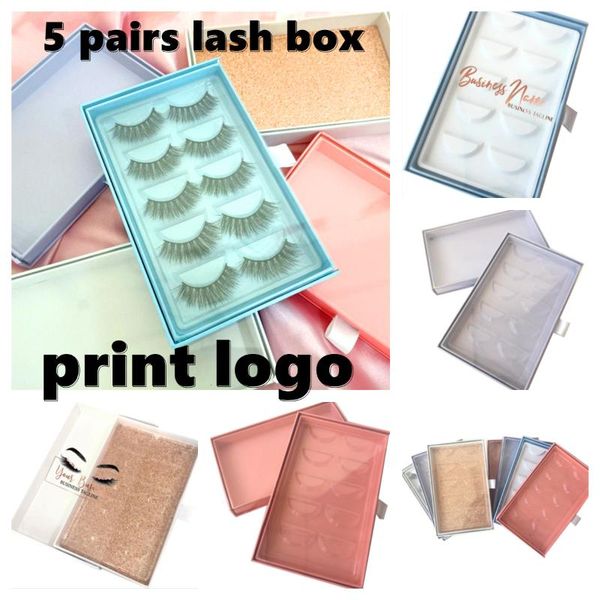

false eyelashes custom logo lash boxes packaging eyelash with tray five pairs lashes box mink pack wholesale