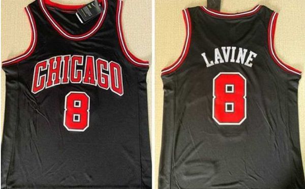 

stitched men 21 city black gold coby white zach 8 lavine basketball jerseys red shirts sewn embroidery, Black;red