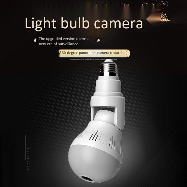 

webcams bulb wifi camera led light 2mp wireless panorama security cctv fisheye two-way night vision camera(16g)
