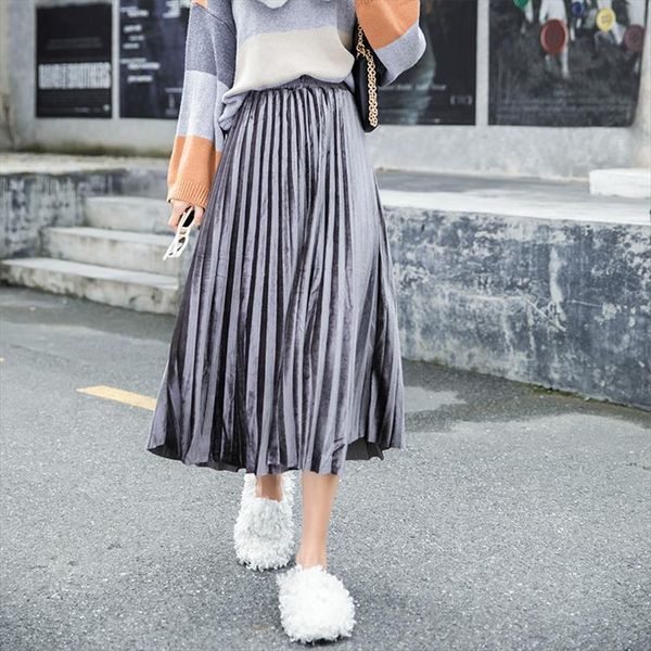 

fashion midi lining casual autumn women skirts elegant solid winter a line clothes office, Black