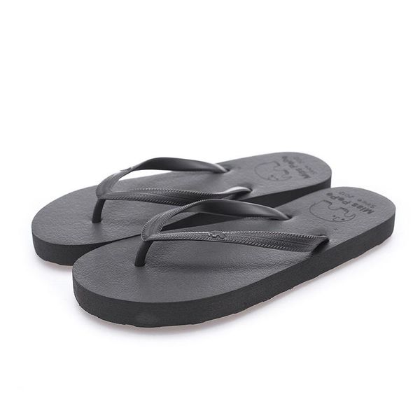

women's sandals and slippers fashion flip flops flat bottom beach, Black