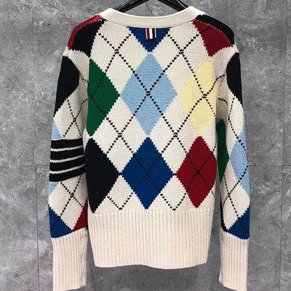 

men's sweaters 2021 fashion brand men women slim cardigans clothing thick argyle white v-ncek wool autumn winter casual coat, White;black