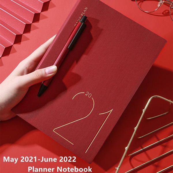 

fashion agenda 2021 may-2022 june monthly weekly plan thicken notebook a5 leather soft cover school planner efficiency journal notepads, Purple;pink