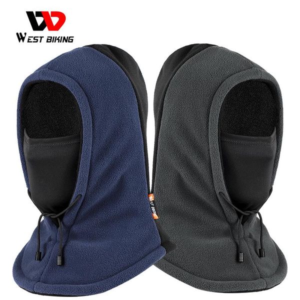 

winter bike hat outdoor sports fleece men and women windproof cold warm hood ski drawstring cycling caps & masks, Black
