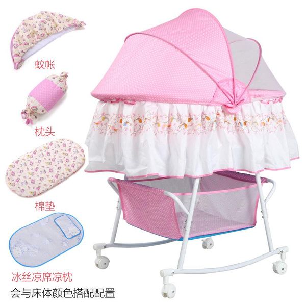 

baby cribs born bed shake shaker with mosquito net multi-function roller sleeping basket bassinet nest