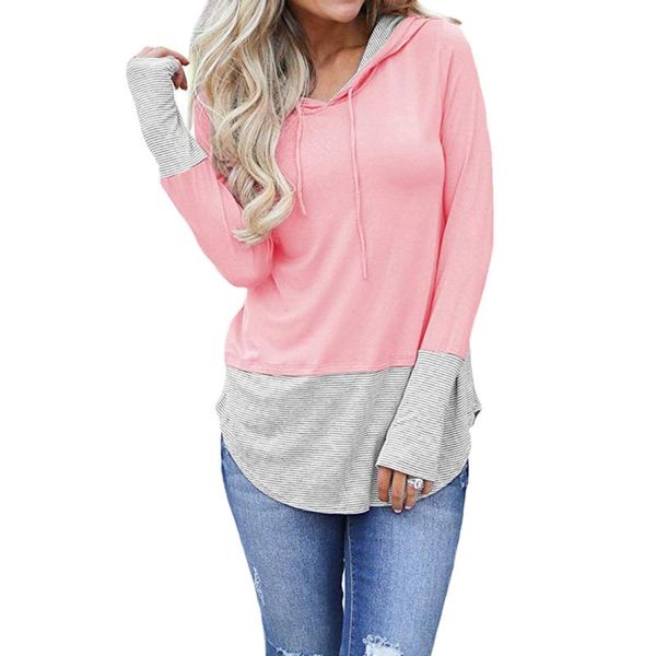

women's hoodies & sweatshirts casual lightweight drawstring women hoodie pullover soft hooded loose stretch daily stitching long sleeve, Black