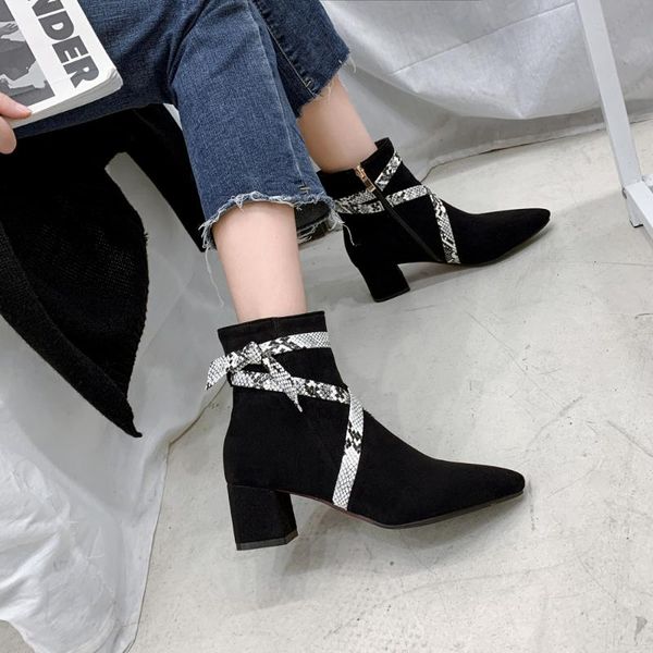 

boots 2021 women's low snow plush suede knight party stage fashion catwalk, Black