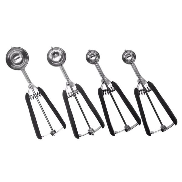 

spoons 4pcs stainless steel ice cream scoops dipping tools (black)