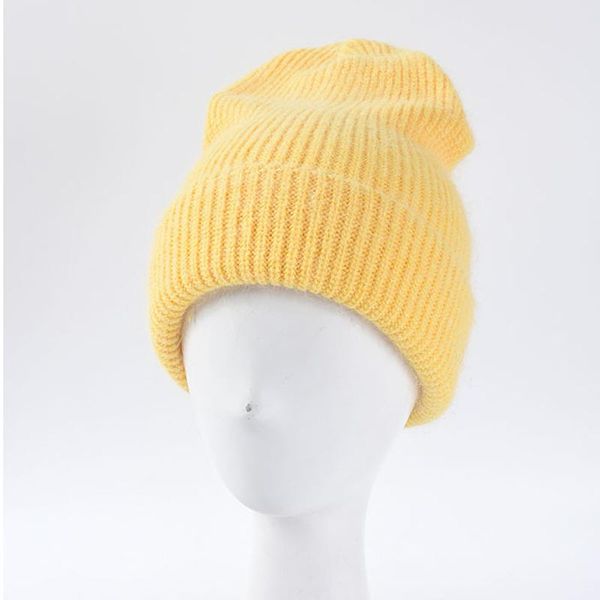 

beanies fluffy hats for women winter fur blending knitted solid bonnets skullies
