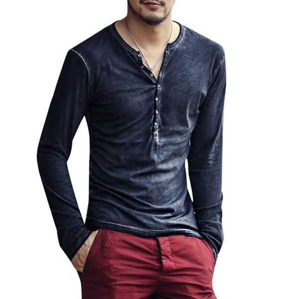 

men's t-shirts 2021 men tee shirt v-neck long sleeve tee& stylish slim buttons t-shirt autumn casual solid male clothing plus size 3xl, White;black