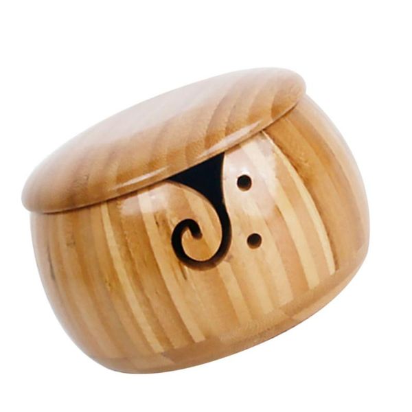 

wooden yarn bowl creative storage bamboo fashionable knitting accessory with cover (flat cover) other arts and crafts
