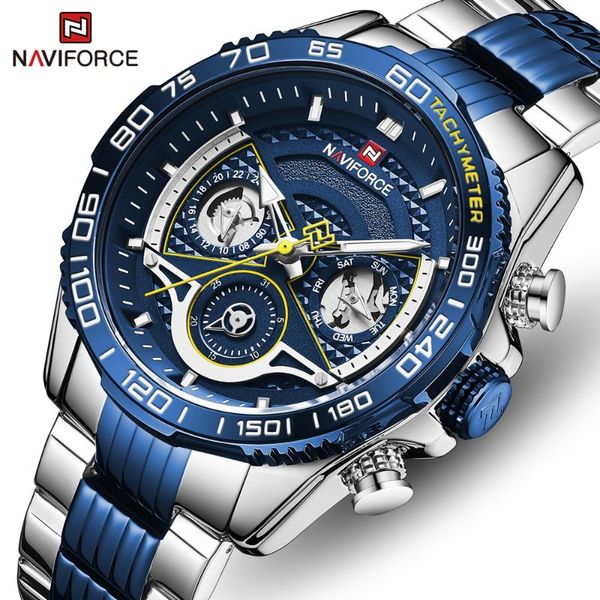 

wristwatches brand naviforce men watch luxury business quartz watches mens stainless steel fashion sport wrist relogio masculino, Slivery;brown