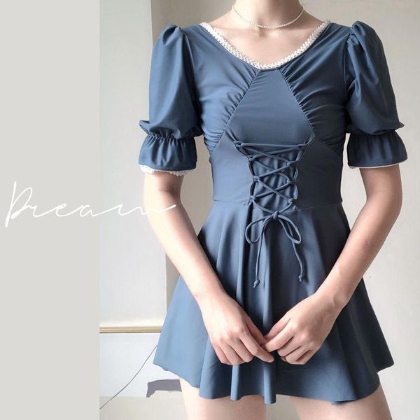

one-piece suits swimsuit female 2021 conservative skirt soft covering belly slimming student girl bathing beach vacation swimwear