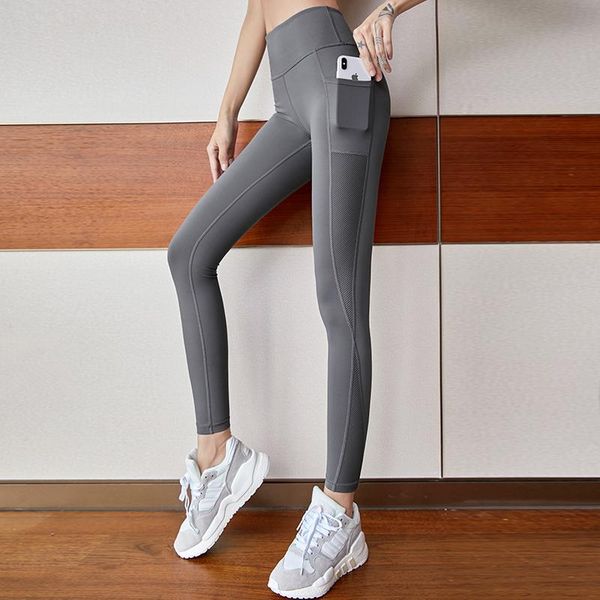 

yoga outfit 2021 leggings sports fitness women side pocket gym pants high waist quick dry training workout running tights