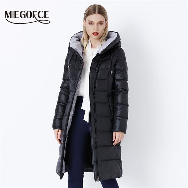 

miegofce coat jacket winter women's hooded warm parkas bio fluff parka coat hight quality female winter collection 210819, Black