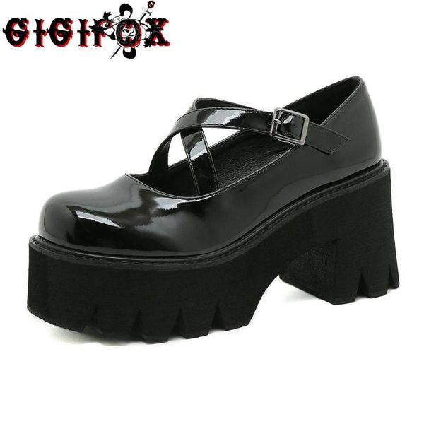 

dress shoes gigifox 2022 chunky heels platform mary janes women goth black sweet fashion summer pumps large size 42