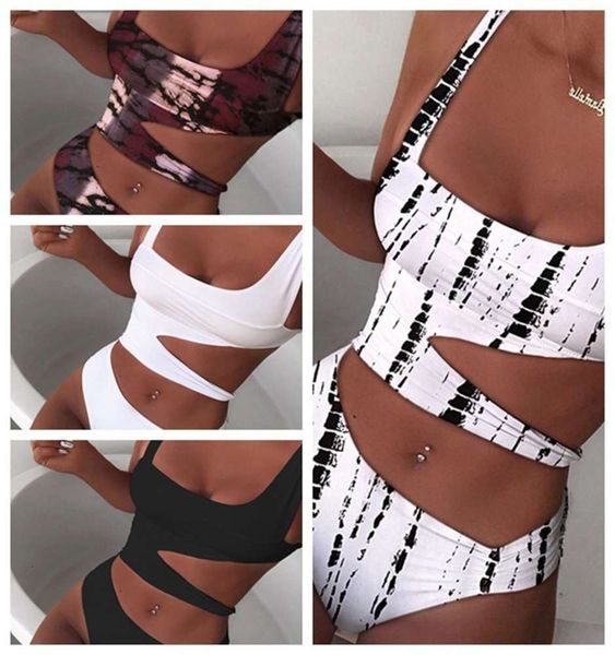 

the bikini 21 one piece women's solid bikini swimsuit, White;black