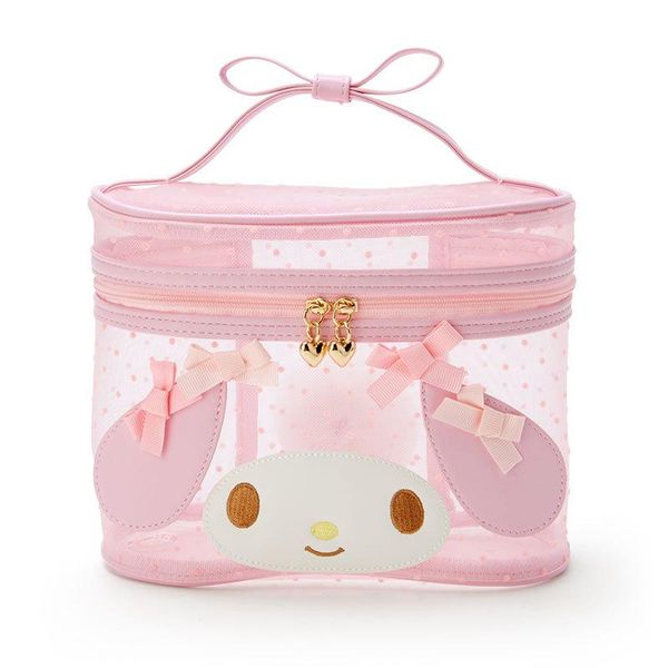 

cute mesh transparent clear makeup bag make up organizer box kawaii lolita pink black cosmetic beauty case storage bags & cases