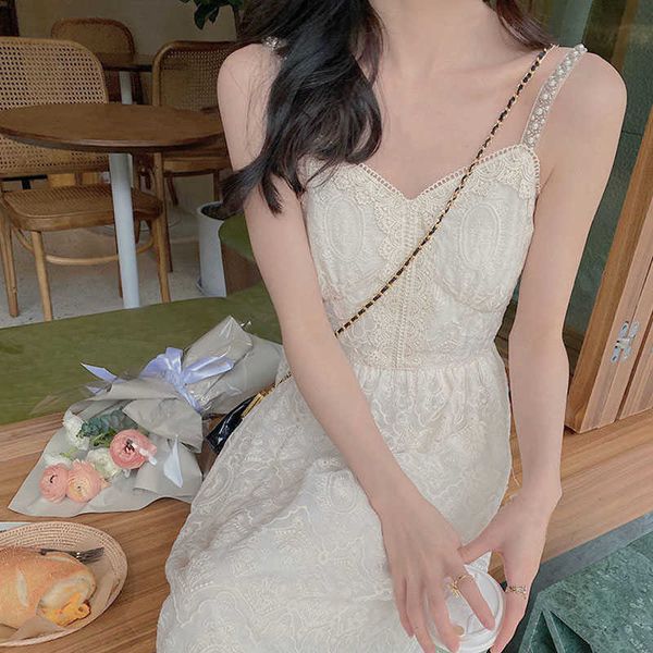 

casual dresses elegant midi strap women lace beach solid female evening party design korean summer owlw, Black;gray
