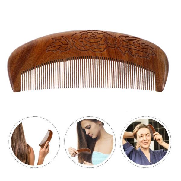 

hair brushes 1pc portable retro verawood comb fashion carved scalp massage, Silver