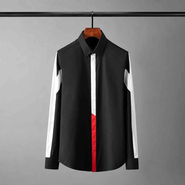 

tee polo shirt shirt shirt cotton man luxury patchwork design long sleeve party mens fashion slim fit casual male shirts 4xl, White;black